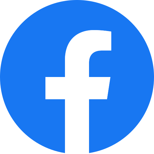 A blue and white facebook logo in a circle.