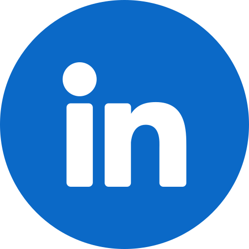 A blue circle with the linkedin logo in it.