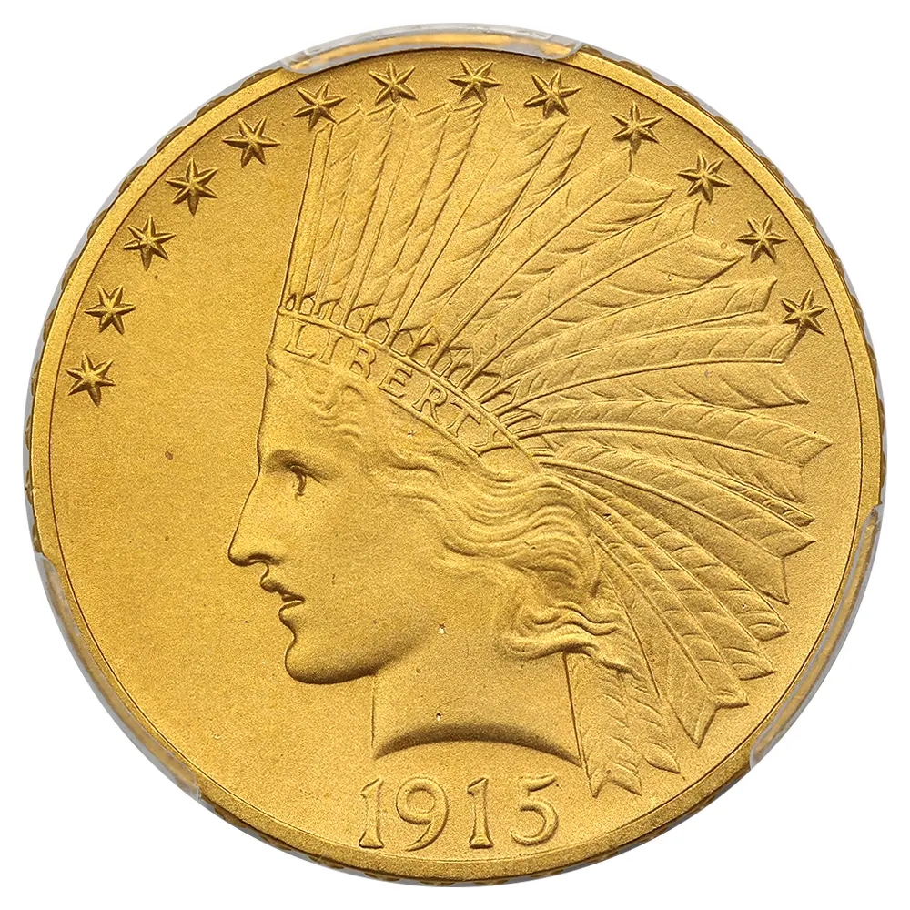 A gold coin with an indian head on it